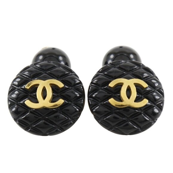 CHANEL COCO Mark cuffs Matelasse vintage black plastic/Plated Gold unisex - Picture 1 of 10